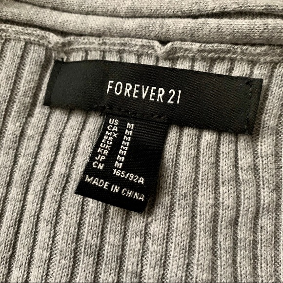 *SOLD* Forever 21 | ribbed light grey waterfall cardigan - Picture 4 of 8